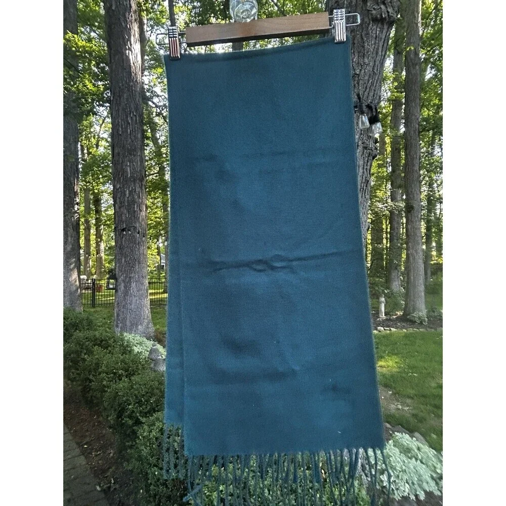 Christian Dior Esharpes Cashmaire Scarf Teal Fringe Preppy Heritage Soft Japan